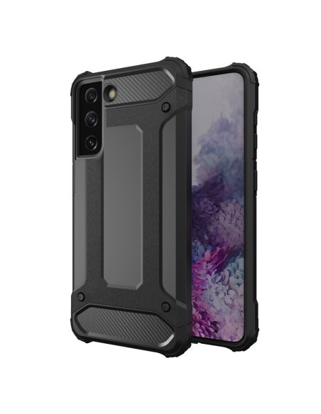 Hybrid Armor šarvuotas hibridinis dėklo dangtelis, skirtas Samsung Galaxy S22 Ultra juodas