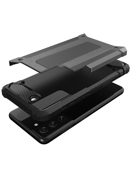 Hybrid Armor šarvuotas hibridinis dėklo dangtelis, skirtas Samsung Galaxy S22 Ultra juodas