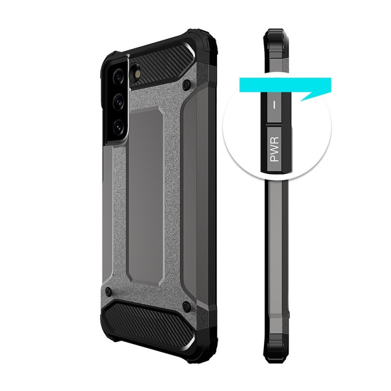 Hybrid Armor šarvuotas hibridinis dėklo dangtelis, skirtas Samsung Galaxy S22 Ultra juodas