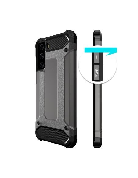 Hybrid Armor šarvuotas hibridinis dėklo dangtelis, skirtas Samsung Galaxy S22 Ultra juodas