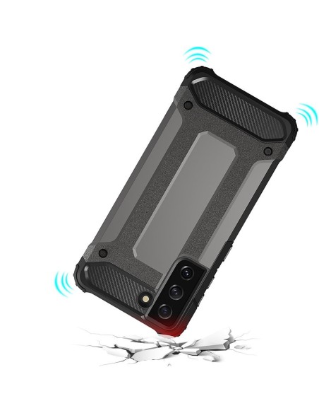 Hybrid Armor šarvuotas hibridinis dėklo dangtelis, skirtas Samsung Galaxy S22 Ultra juodas