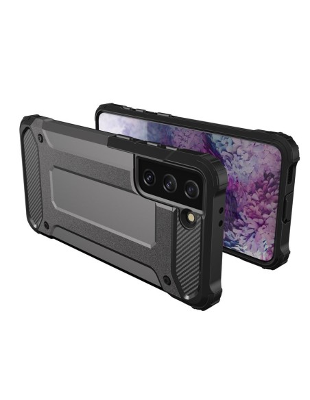 Hybrid Armor šarvuotas hibridinis dėklo dangtelis, skirtas Samsung Galaxy S22 Ultra juodas