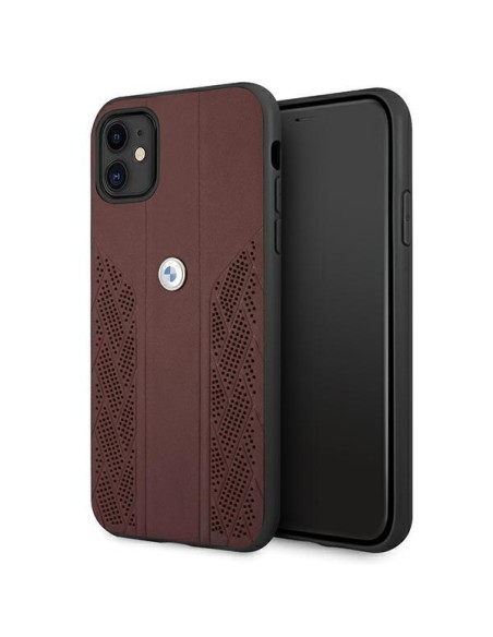 BMW Leather Curve perforuotas dėklas iPhone 11 / Xr - raudonas BMW Leather Curve perforuotas dėklas iPhone 11 / Xr - raudonas
