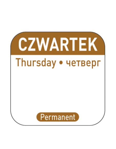 Maisto saugos lipdukai daugkartinei tarai Ketvirtadienis PL RU EN 1000 vnt.Hendi 850107