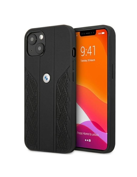 BMW Leather Curve Perforate dėklas iPhone 13 mini - juodas BMW Leather Curve Perforate dėklas iPhone 13 mini - juodas