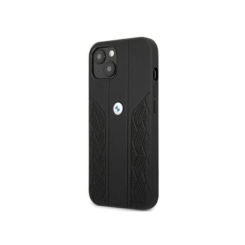 BMW Leather Curve Perforate dėklas iPhone 13 mini - juodas