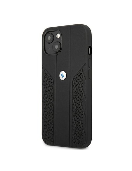 BMW Leather Curve Perforate dėklas iPhone 13 mini - juodas BMW Leather Curve Perforate dėklas iPhone 13 mini - juodas