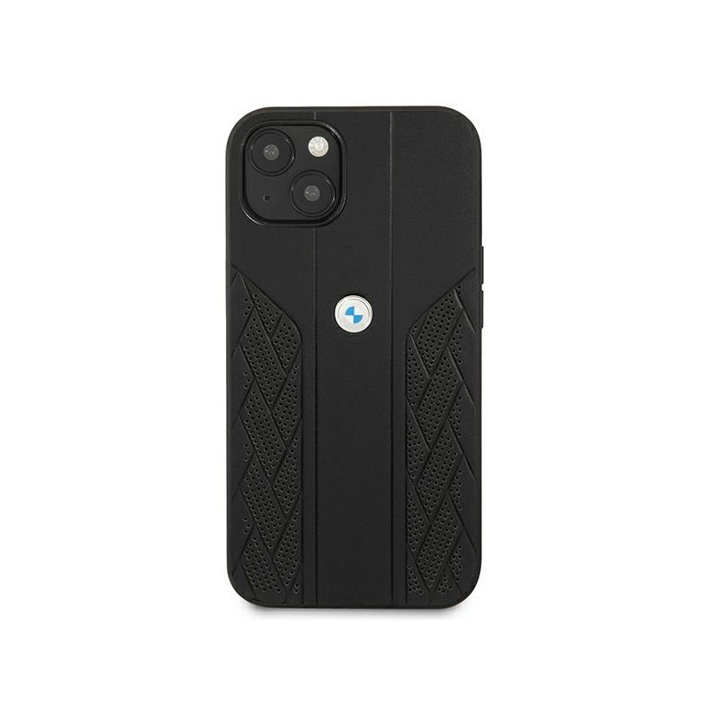 BMW Leather Curve Perforate dėklas iPhone 13 mini - juodas
