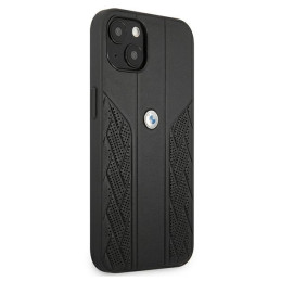 BMW Leather Curve Perforate dėklas iPhone 13 mini - juodas