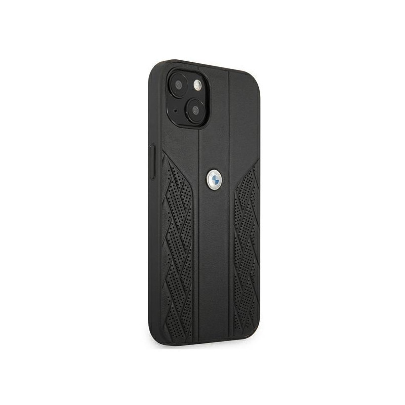 BMW Leather Curve Perforate dėklas iPhone 13 mini - juodas