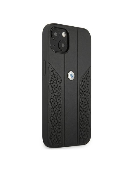 BMW Leather Curve Perforate dėklas iPhone 13 mini - juodas BMW Leather Curve Perforate dėklas iPhone 13 mini - juodas