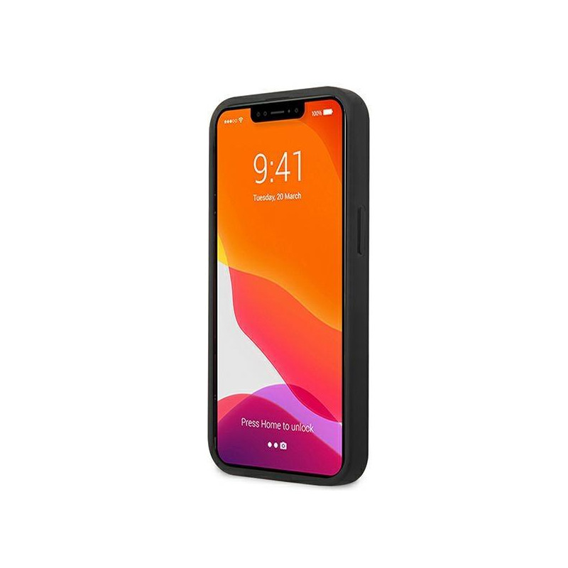 BMW Leather Curve Perforate dėklas iPhone 13 mini - juodas