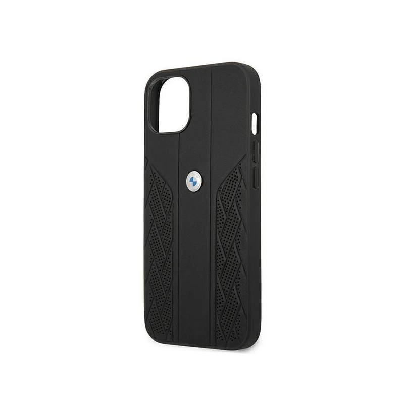 BMW Leather Curve Perforate dėklas iPhone 13 mini - juodas