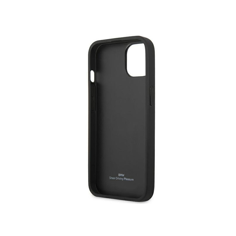 BMW Leather Curve Perforate dėklas iPhone 13 mini - juodas