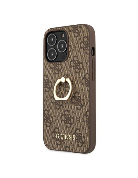 Guess 4G Ring Stand dėklas skirtas iPhone 13 Pro / iPhone 13 - rudas Guess 4G Ring Stand dėklas skirtas iPhone 13 Pro / iPhone 13 - rudas
