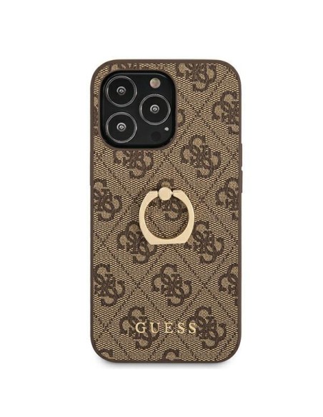 Guess 4G Ring Stand dėklas skirtas iPhone 13 Pro / iPhone 13 - rudas Guess 4G Ring Stand dėklas skirtas iPhone 13 Pro / iPhone 13 - rudas