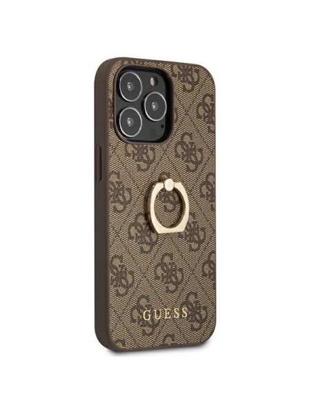 Guess 4G Ring Stand dėklas skirtas iPhone 13 Pro / iPhone 13 - rudas Guess 4G Ring Stand dėklas skirtas iPhone 13 Pro / iPhone 13 - rudas