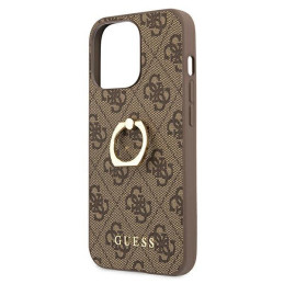 Guess 4G Ring Stand dėklas skirtas iPhone 13 Pro / iPhone 13 - rudas