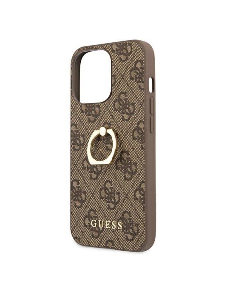 Guess 4G Ring Stand dėklas skirtas iPhone 13 Pro / iPhone 13 - rudas Guess 4G Ring Stand dėklas skirtas iPhone 13 Pro / iPhone 13 - rudas