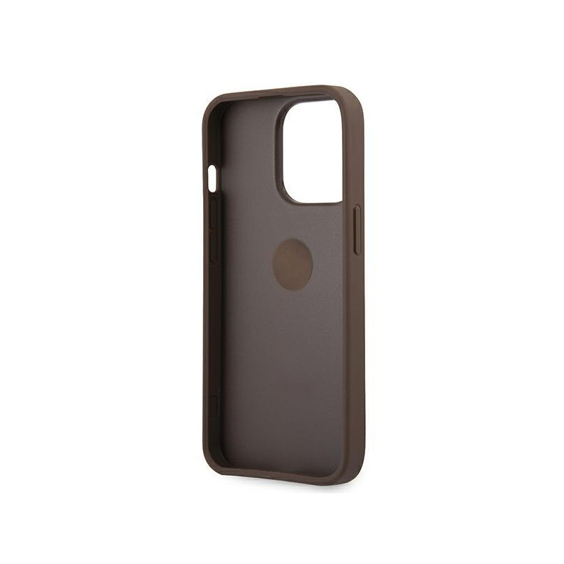 Guess 4G Ring Stand dėklas skirtas iPhone 13 Pro / iPhone 13 - rudas