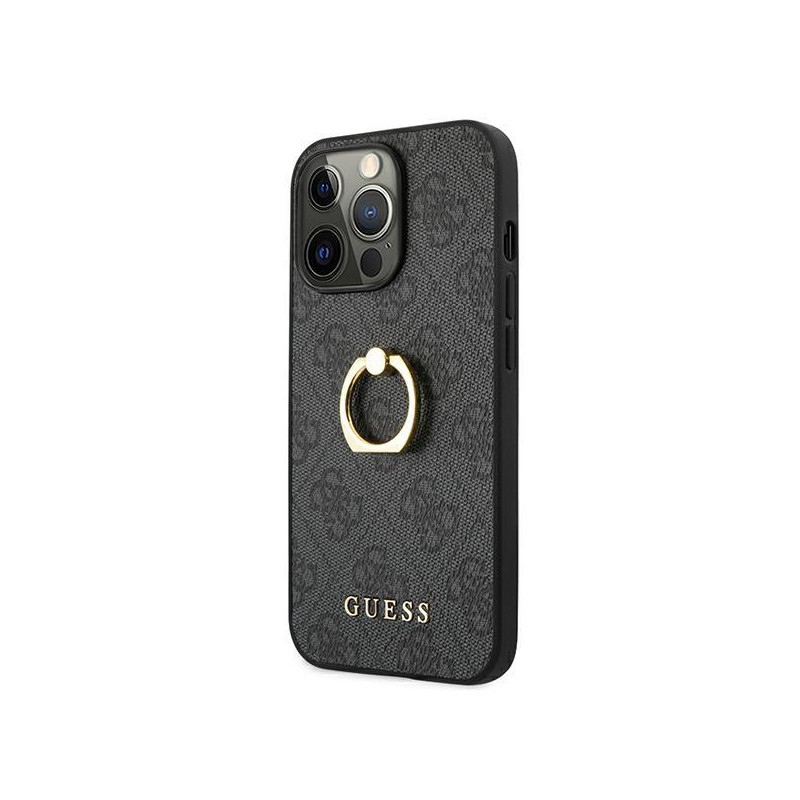 Guess 4G Ring Stand dėklas skirtas iPhone 13 Pro / iPhone 13 - pilkas