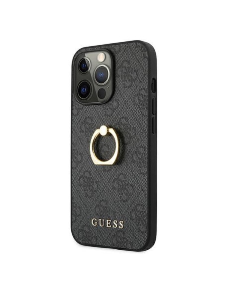 Guess 4G Ring Stand dėklas skirtas iPhone 13 Pro / iPhone 13 - pilkas Guess 4G Ring Stand dėklas skirtas iPhone 13 Pro / iPhone 13 - pilkas