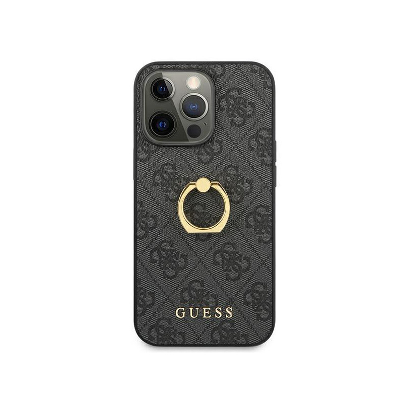Guess 4G Ring Stand dėklas skirtas iPhone 13 Pro / iPhone 13 - pilkas