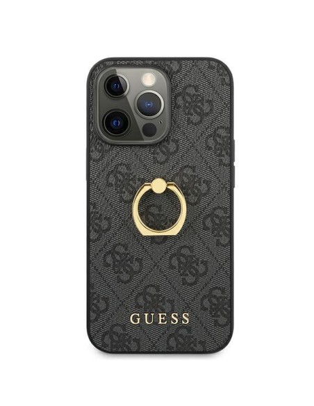 Guess 4G Ring Stand dėklas skirtas iPhone 13 Pro / iPhone 13 - pilkas Guess 4G Ring Stand dėklas skirtas iPhone 13 Pro / iPhone 13 - pilkas