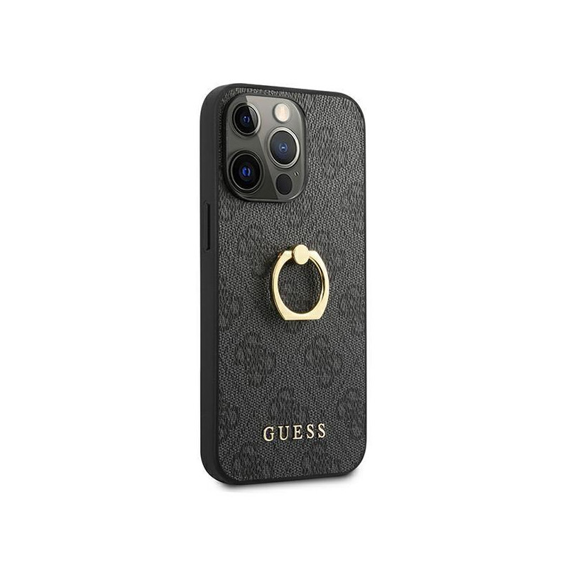 Guess 4G Ring Stand dėklas skirtas iPhone 13 Pro / iPhone 13 - pilkas