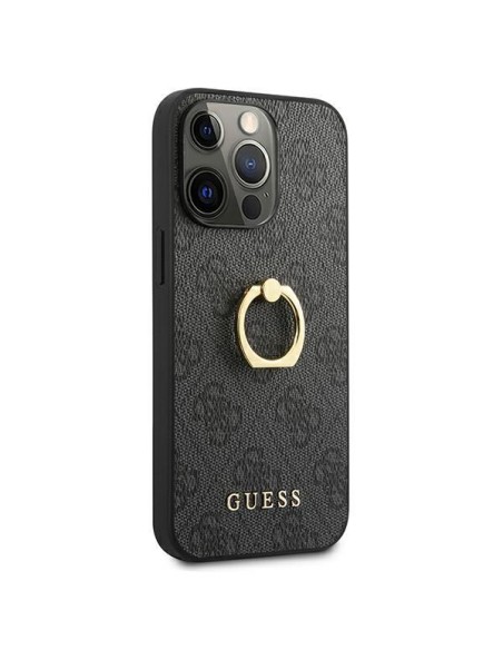 Guess 4G Ring Stand dėklas skirtas iPhone 13 Pro / iPhone 13 - pilkas Guess 4G Ring Stand dėklas skirtas iPhone 13 Pro / iPhone 13 - pilkas
