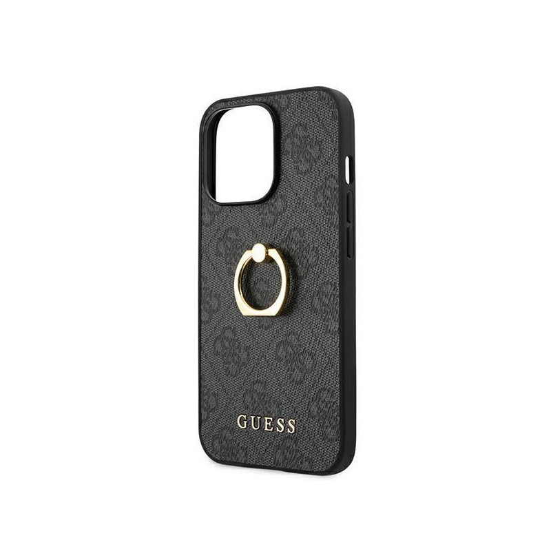 Guess 4G Ring Stand dėklas skirtas iPhone 13 Pro / iPhone 13 - pilkas