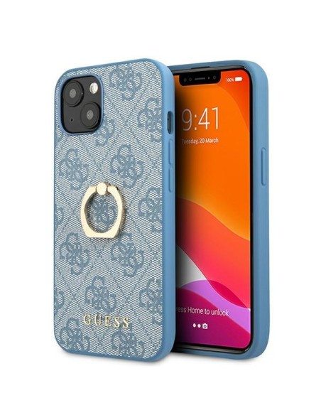 Guess 4G Ring Stand dėklas iPhone 13 mini - mėlynas Guess 4G Ring Stand dėklas iPhone 13 mini - mėlynas