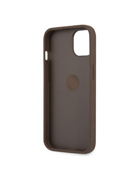 Guess 4G Ring Stand dėklas iPhone 13 mini - rudas Guess 4G Ring Stand dėklas iPhone 13 mini - rudas