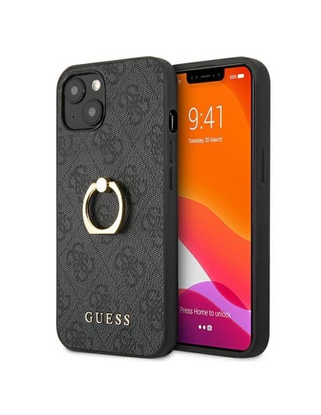 Guess 4G Ring Stand dėklas iPhone 13 mini - pilkas Guess 4G Ring Stand dėklas iPhone 13 mini - pilkas