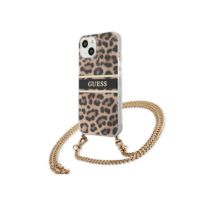 Guess Leopard dėklas iPhone 13 mini - šviesiai rudas