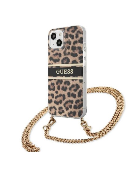 Guess Leopard dėklas iPhone 13 mini - šviesiai rudas Guess Leopard dėklas iPhone 13 mini - šviesiai rudas