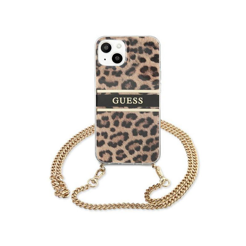 Guess Leopard dėklas iPhone 13 mini - šviesiai rudas