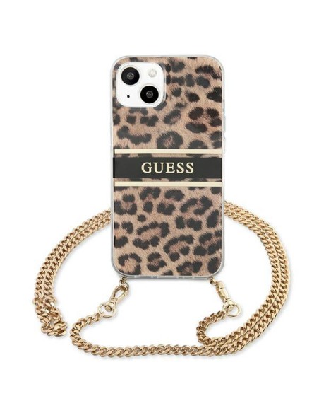 Guess Leopard dėklas iPhone 13 mini - šviesiai rudas Guess Leopard dėklas iPhone 13 mini - šviesiai rudas