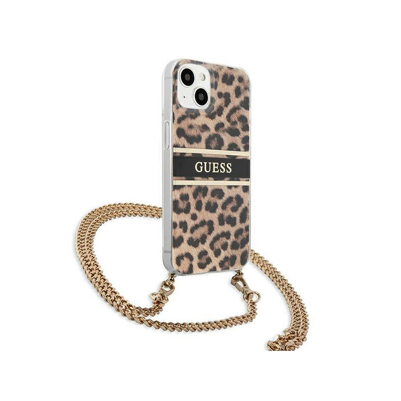 Guess Leopard dėklas iPhone 13 mini - šviesiai rudas