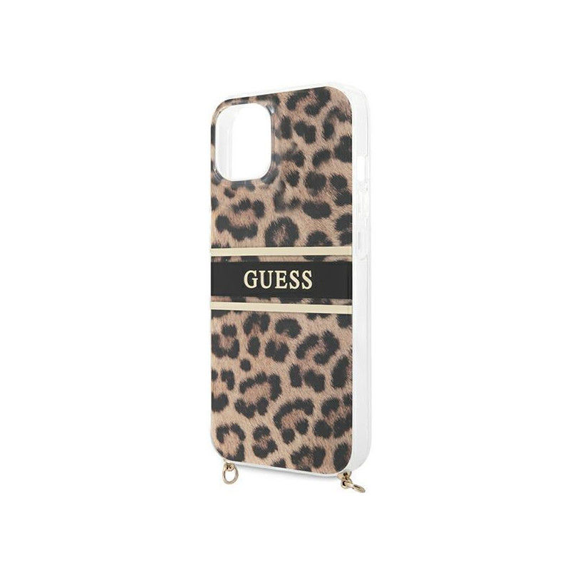 Guess Leopard dėklas iPhone 13 mini - šviesiai rudas