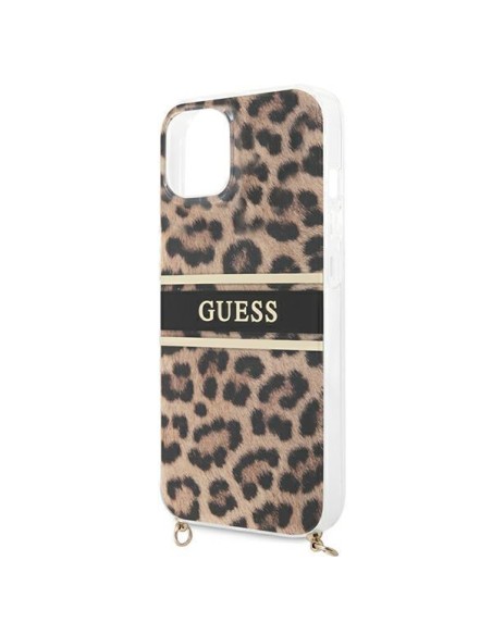 Guess Leopard dėklas iPhone 13 mini - šviesiai rudas Guess Leopard dėklas iPhone 13 mini - šviesiai rudas