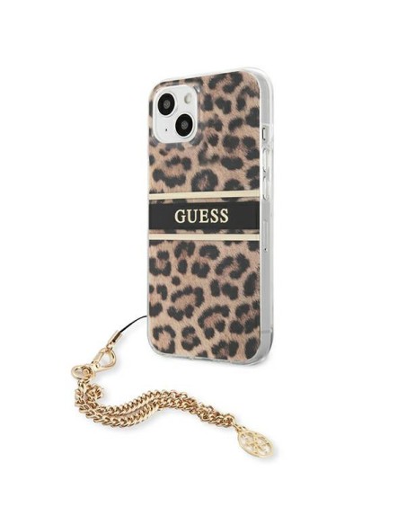 Guess Gold Chain dėklas iPhone 13 mini - rudos dėmės Guess Gold Chain dėklas iPhone 13 mini - rudos dėmės
