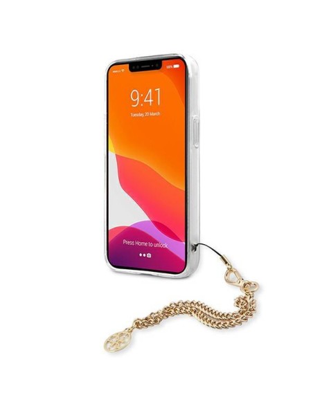 Guess Gold Chain dėklas iPhone 13 mini - rudos dėmės Guess Gold Chain dėklas iPhone 13 mini - rudos dėmės