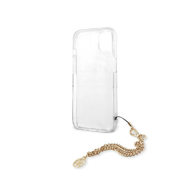 Guess Gold Chain dėklas iPhone 13 mini - rudos dėmės