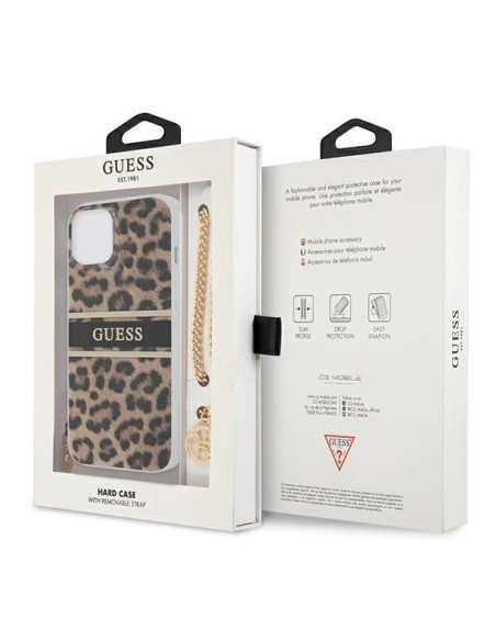 Guess Gold Chain dėklas iPhone 13 mini - rudos dėmės Guess Gold Chain dėklas iPhone 13 mini - rudos dėmės