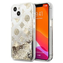 Guess Peony Liquid Glitter dėklas iPhone 13 mini - auksinis