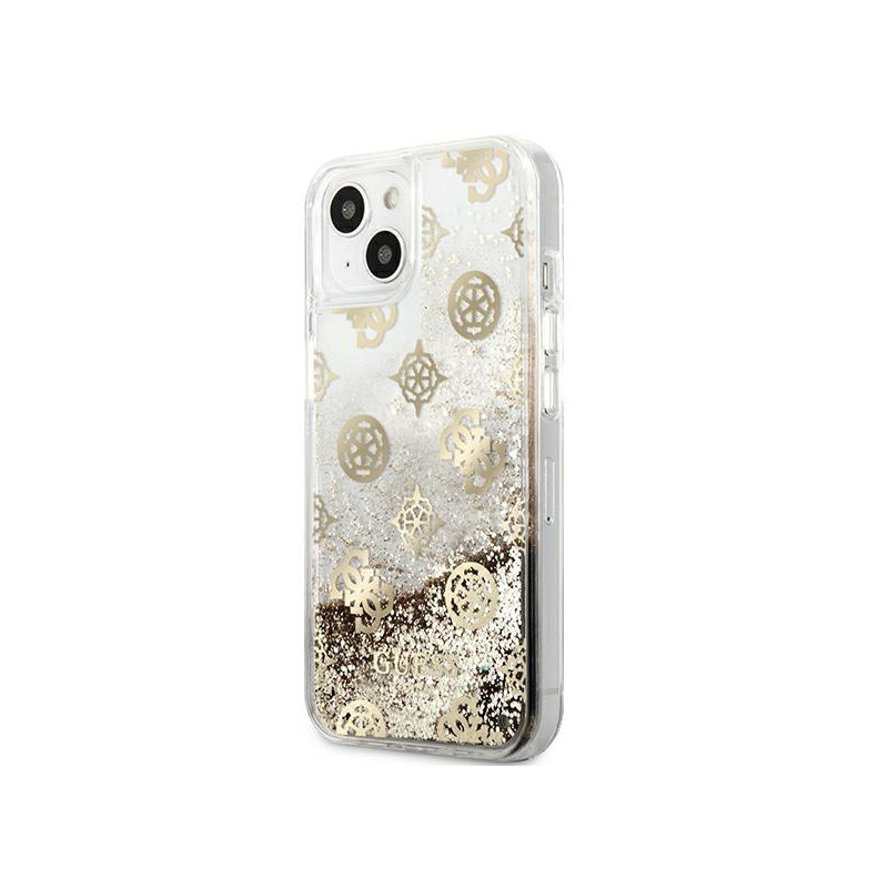 Guess Peony Liquid Glitter dėklas iPhone 13 mini - auksinis