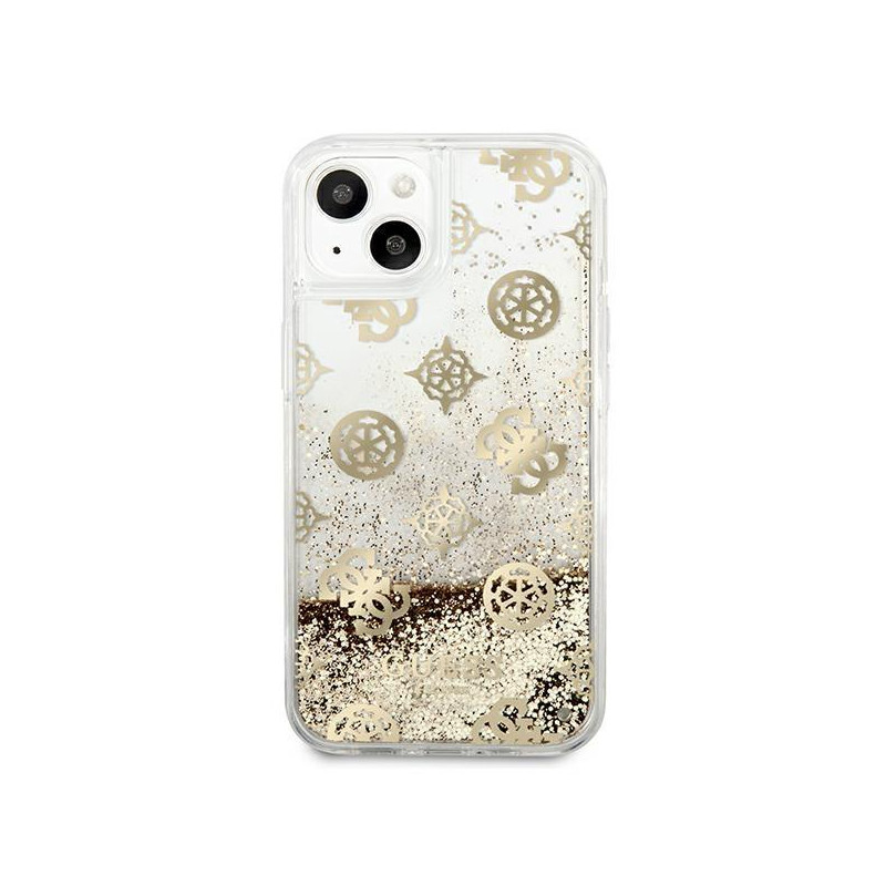 Guess Peony Liquid Glitter dėklas iPhone 13 mini - auksinis