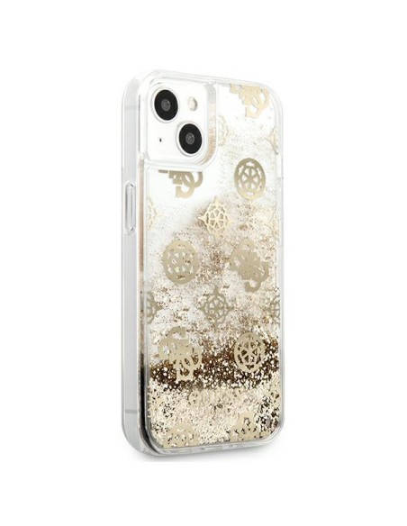 Guess Peony Liquid Glitter dėklas iPhone 13 mini - auksinis Guess Peony Liquid Glitter dėklas iPhone 13 mini - auksinis