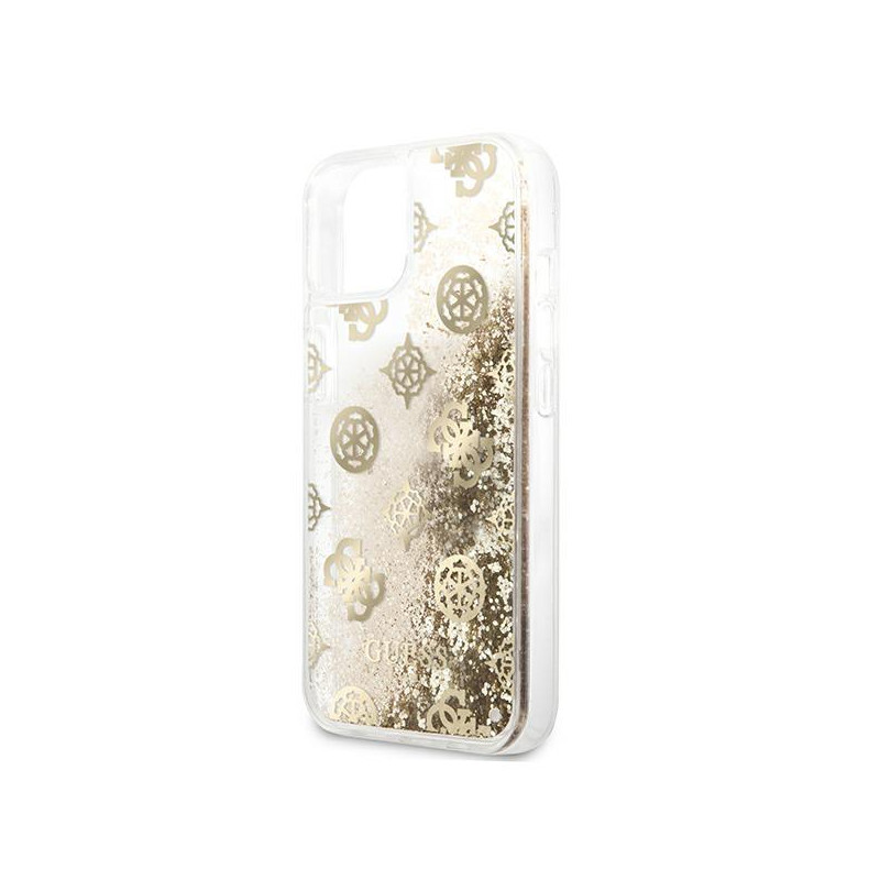 Guess Peony Liquid Glitter dėklas iPhone 13 mini - auksinis